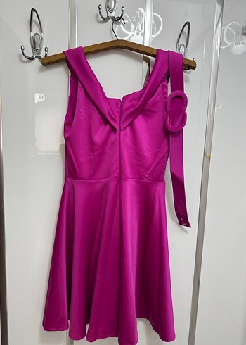 Mor Drapeli Midi Abiye Elbise - Görsel 2