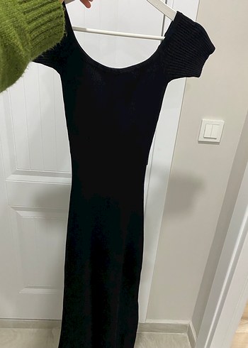 Siyah Triko Uzun Elbise bershka - Görsel 5