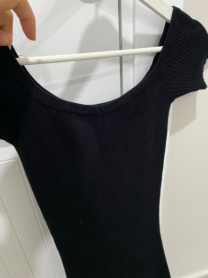 Siyah Triko Uzun Elbise bershka - Görsel 3