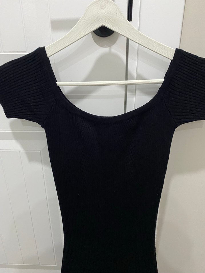 Siyah Triko Uzun Elbise bershka - Görsel 2