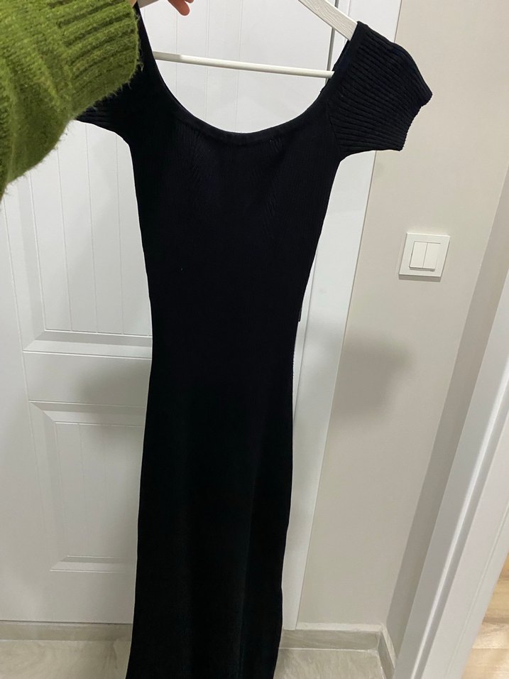 Siyah Triko Uzun Elbise bershka - Görsel 5