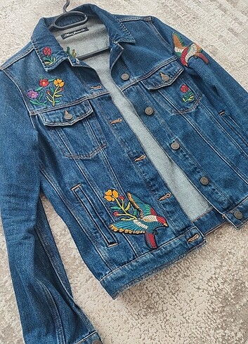xs Beden Mavi jean kot ceket 