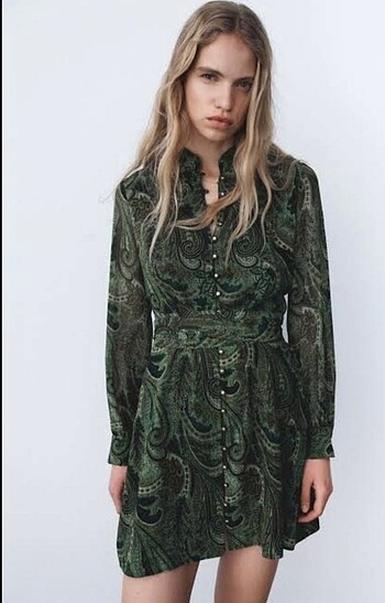 Zara yeşil elbise