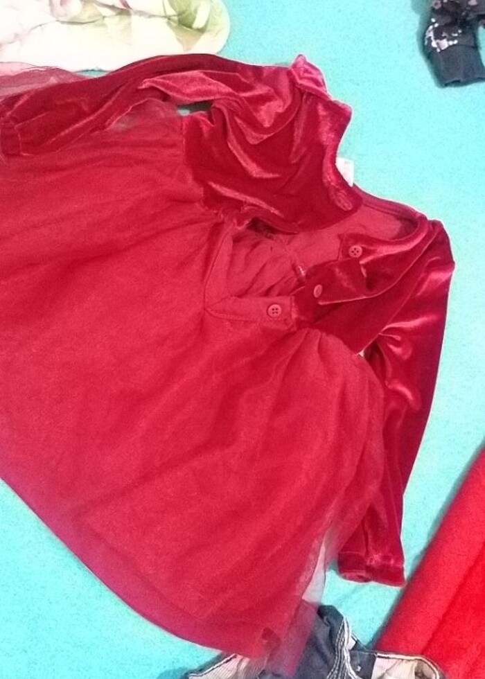 Bebek kırmızı elbise - Görsel 3