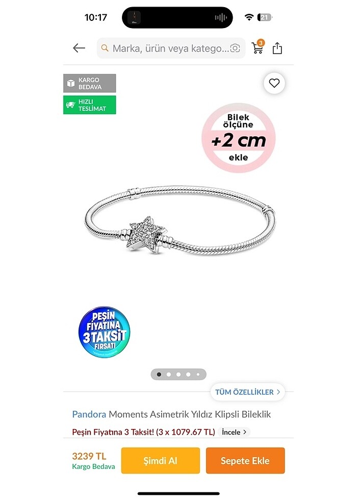 Pandora Bileklik 18cm - Görsel 5