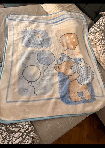 Mavi Pastel Baskılı Bebek Battaniyesi - Görsel 3