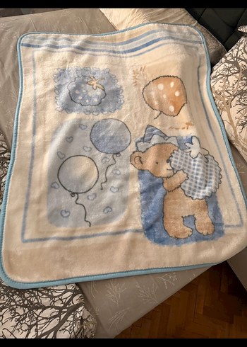 Mavi Pastel Baskılı Bebek Battaniyesi - Görsel 2