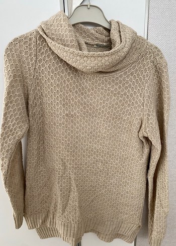 Bej Örgü Boğazlı Kadın Kazak - Görsel 2