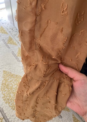 Bej Uzun Kollu Vintage Bohem Elbise - Görsel 3