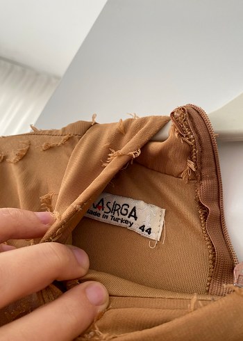 Bej Uzun Kollu Vintage Bohem Elbise - Görsel 4