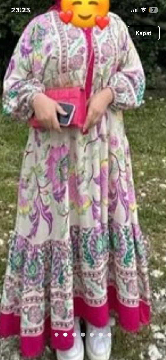 Çiçek Desenli Bohem Uzun Elbise - Görsel 2