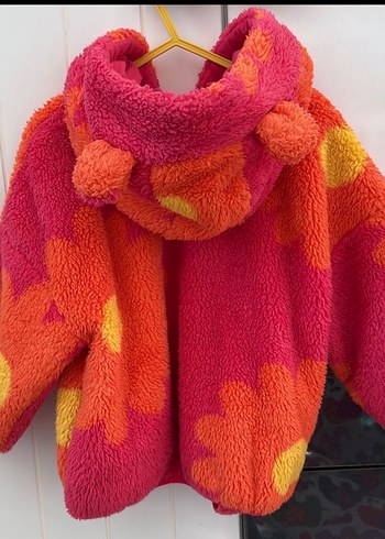 Kız Çocuk Kapüşonlu Fermuarlı Renkli Mont - Görsel 2