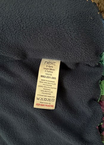 Çiçek Desenli Kız Montu, Fermuarlı, içi polar - Görsel 4