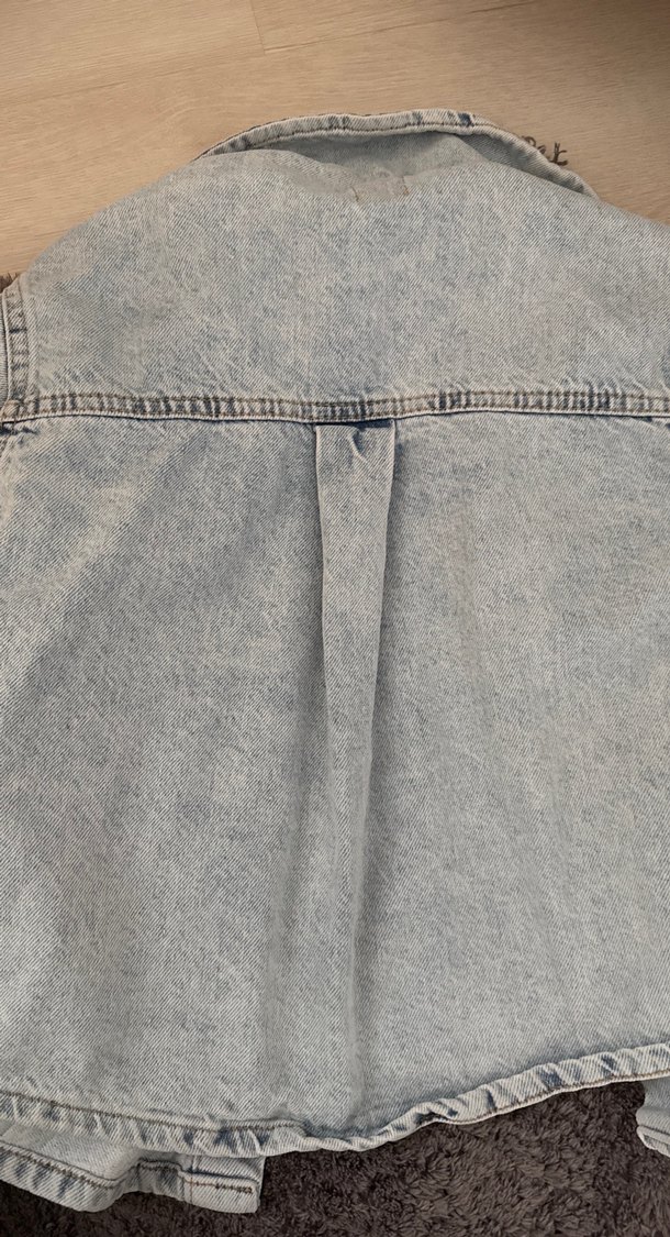 Kız çocuk Gri Düğmeli Midi Denim Ceket - Görsel 5