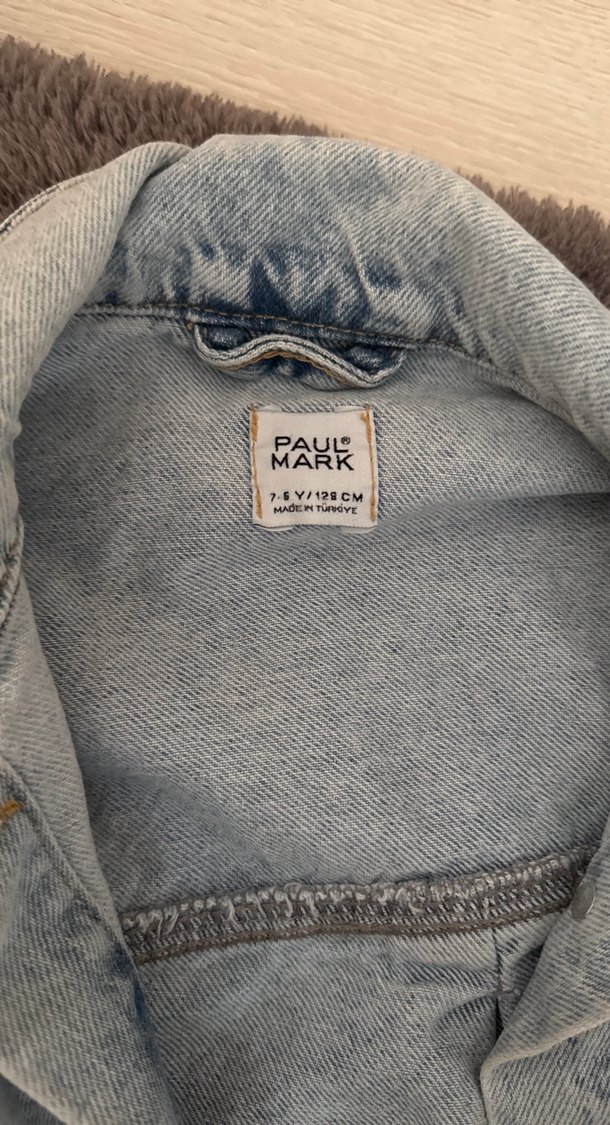 Kız çocuk Gri Düğmeli Midi Denim Ceket - Görsel 3