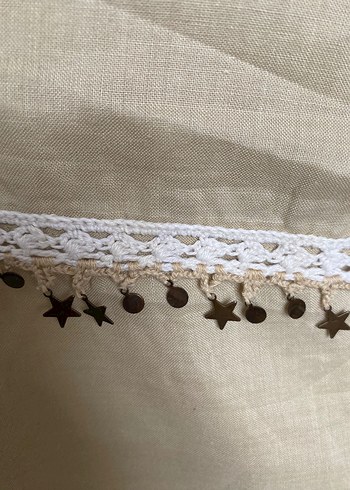 Düğmeli Nakışlı Bej Kolsuz Keten Bluz - Görsel 3