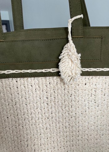 Örgü Detaylı Yeşil Kadın Çanta - Görsel 3