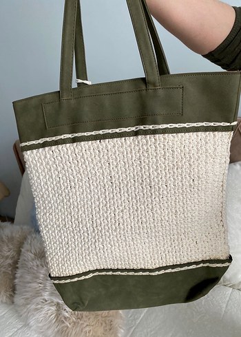 Örgü Detaylı Yeşil Kadın Çanta - Görsel 2