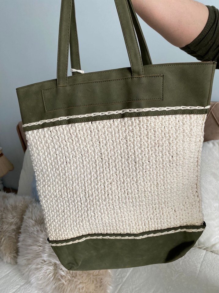 Örgü Detaylı Yeşil Kadın Çanta - Görsel 2