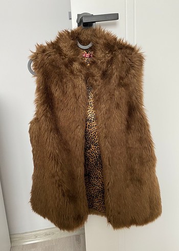 Kahverengi Kürklü Bohem Yelek - Görsel 2