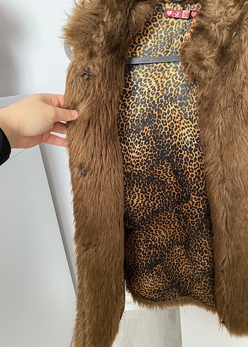 Kahverengi Kürklü Bohem Yelek - Görsel 4