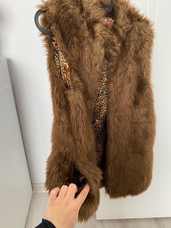 Kahverengi Kürklü Bohem Yelek - Görsel 3