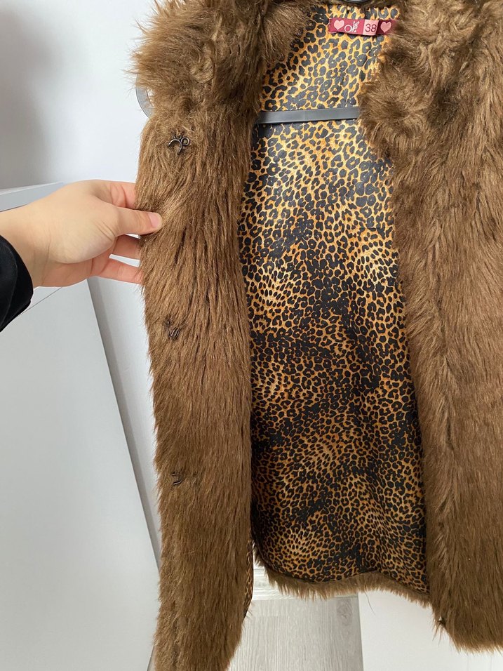 Kahverengi Kürklü Bohem Yelek - Görsel 4