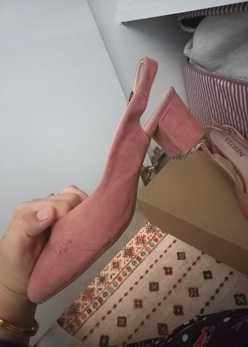 Bambi Pudra Süet Dolgu Topuklu Kadın Günlük Ayakkabı