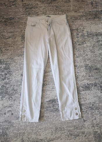 Lcw Düğmeli Beyaz Kadın Denim Pantolon