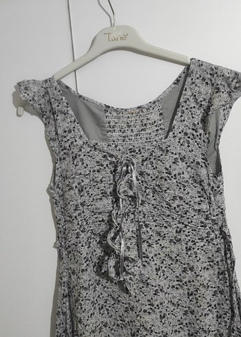 Gri Dantel Detaylı Bohem Midi Elbise - Görsel 2