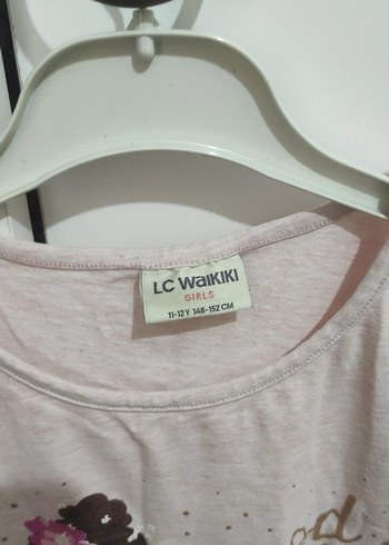 Kız Çocuk Pembe Fırfırlı Baskılı Tişört - Görsel 2