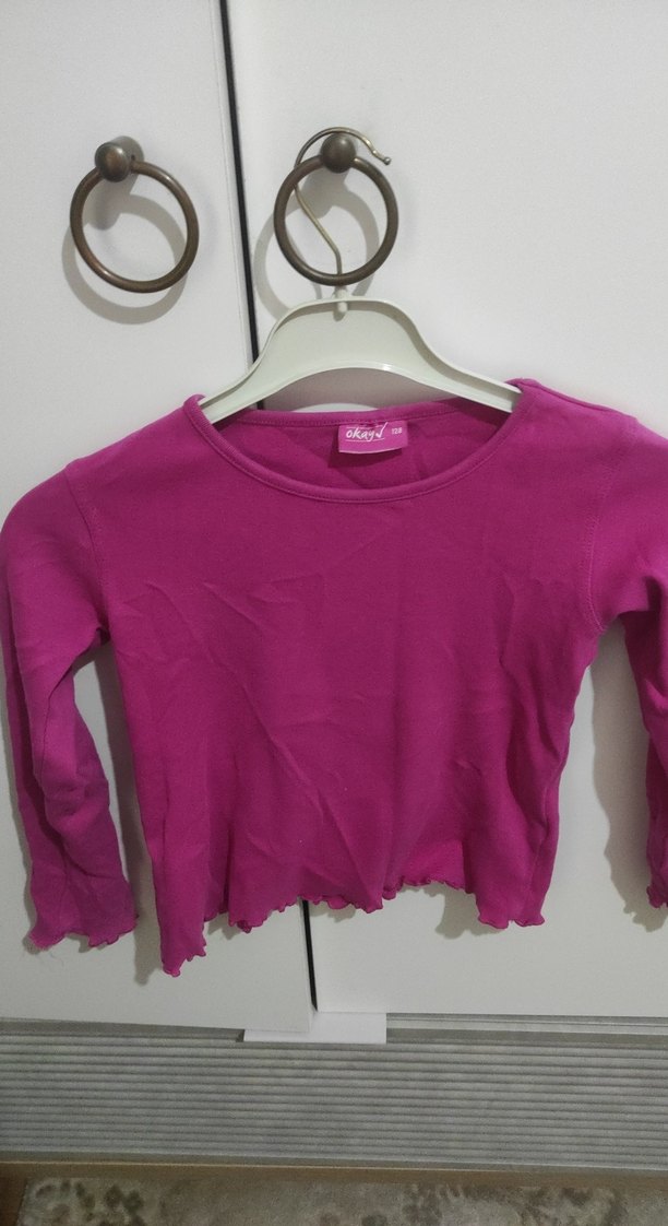 Kız Çocuk Pembe Uzun Kollu Fırfırlı Sweatshirt - Görsel 2