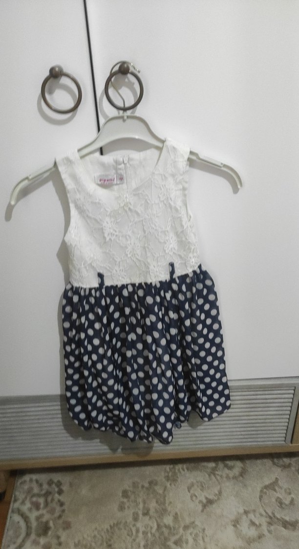 Kız Çocuk Kolsuz Puantiyeli Elbise - Görsel 3