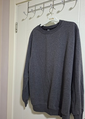 Gri Bisiklet Yaka Erkek Sweatshirt - Görsel 2