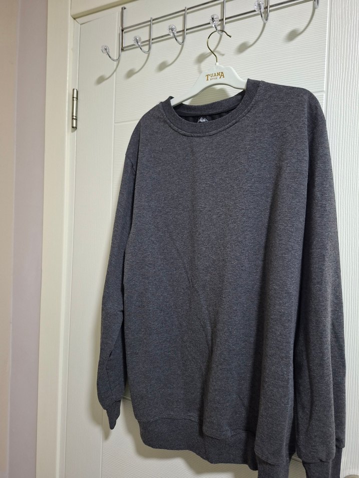 Gri Bisiklet Yaka Erkek Sweatshirt - Görsel 2