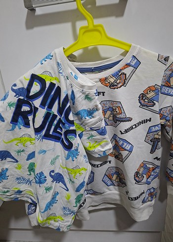 Beyaz Minecraft Baskılı Erkek Sweatshirt - Görsel 3