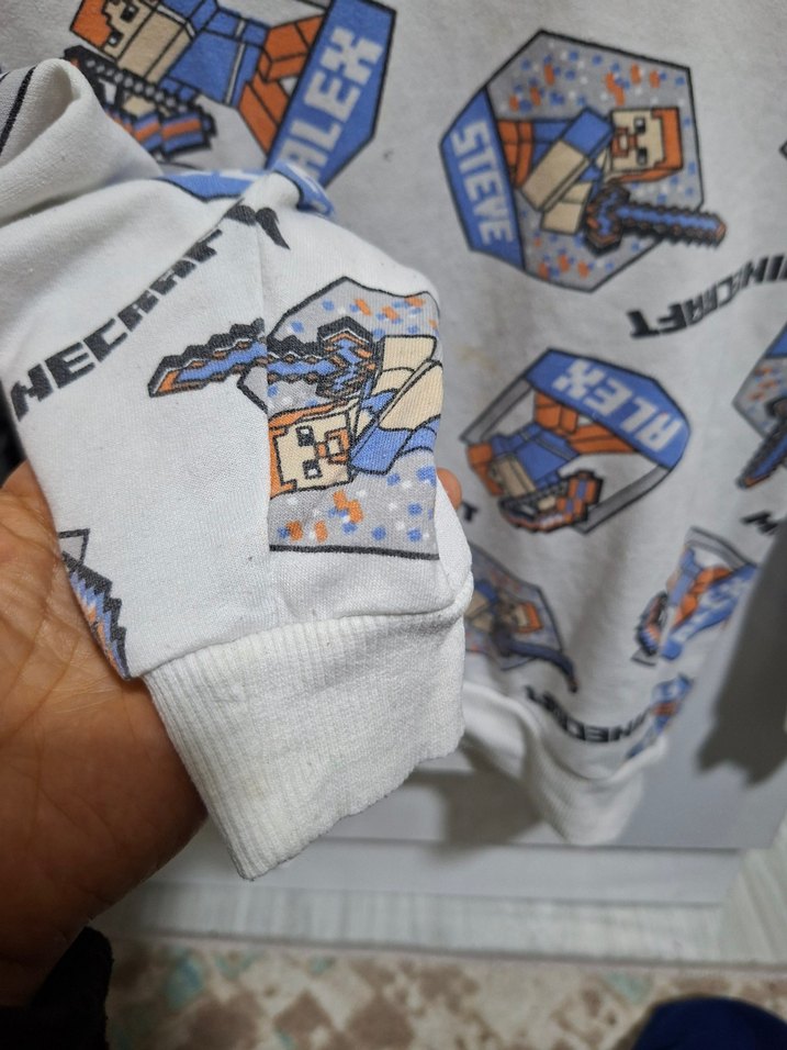 Beyaz Minecraft Baskılı Erkek Sweatshirt - Görsel 2