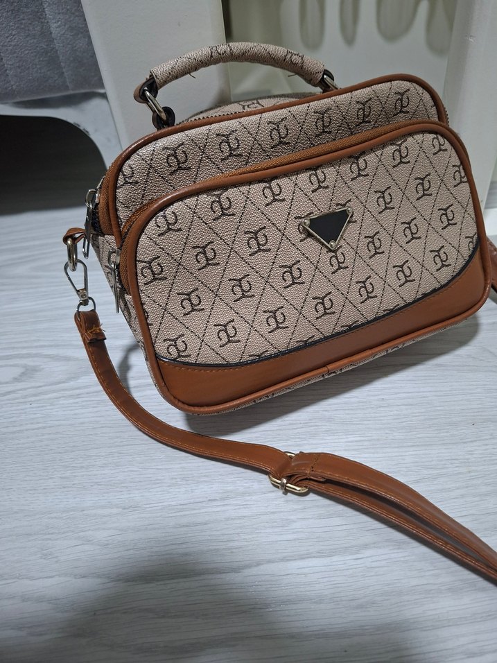 Kahverengi Baskılı Deri Kadın Çanta - Görsel 4