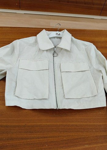 Bej Keten Mini Ceket