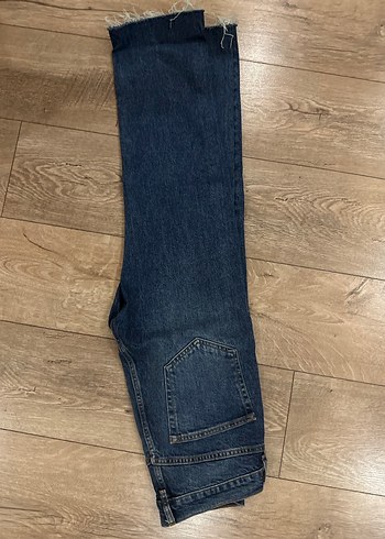 Düğmeli Mavi Kadın Kot Pantolon - Görsel 2