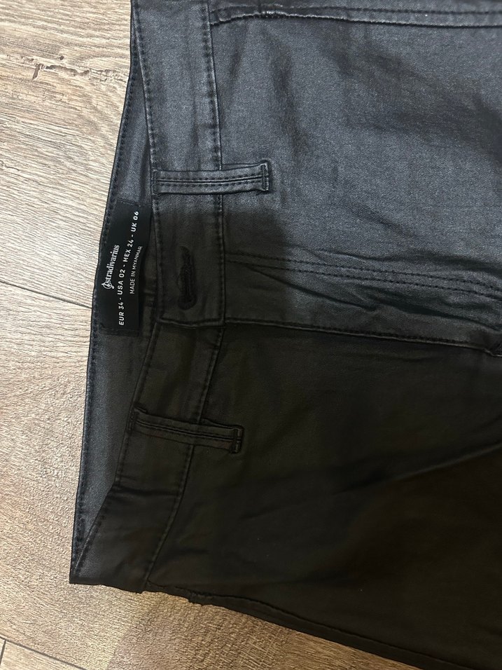 Siyah Deri Kemerli Skinny Pantolon mumlu pantolon - Görsel 3