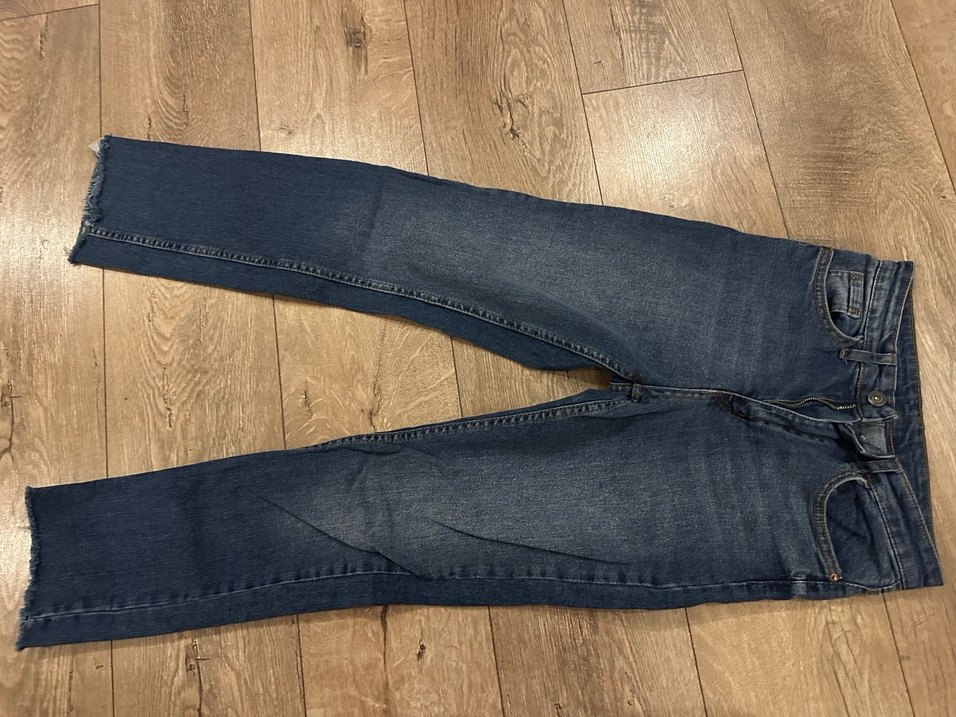 Tokalı Lacivert Midi Denim Kadın Pantolon - Görsel 2