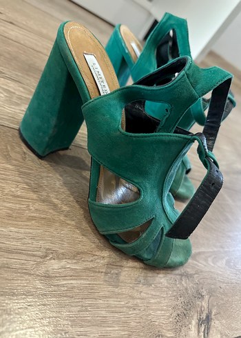 Yeşil Süet Tokalı Stiletto Kadın Ayakkabı - Görsel 5