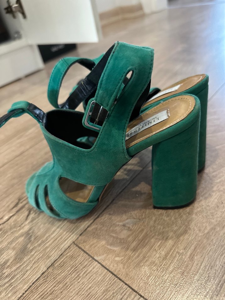 Yeşil Süet Tokalı Stiletto Kadın Ayakkabı - Görsel 2