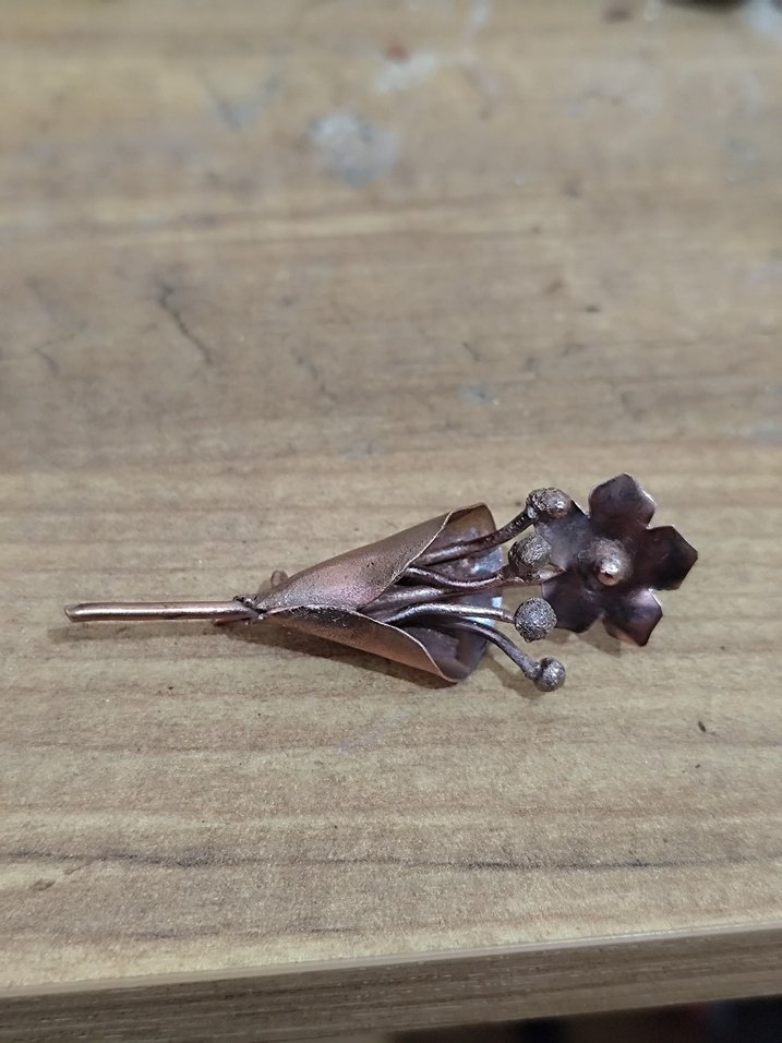 Bakır Çiçek Broş - Görsel 3