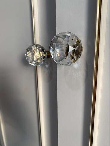 Interio Kristal Düğme Kulp Altın Taban 30 Mm
