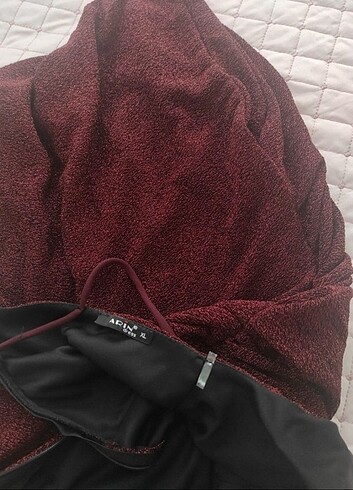 xl Beden Bordo parlak elbise