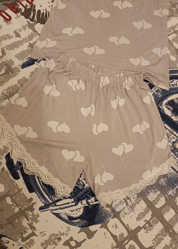 Diğer Desenli Straplez Kolsuz Mini Kadın Pijama Takımı
