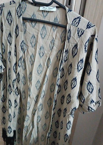 diğer Beden Bej Bohem Midi Kimono V Yaka