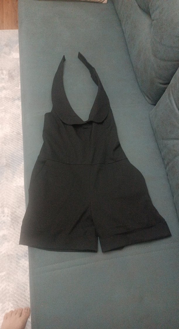 Siyah Deri Mini V Yaka Tulum - Görsel 4